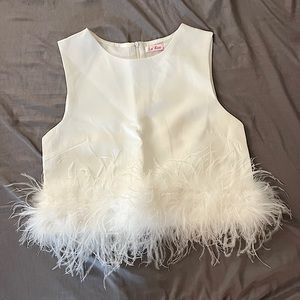 White feather trim top